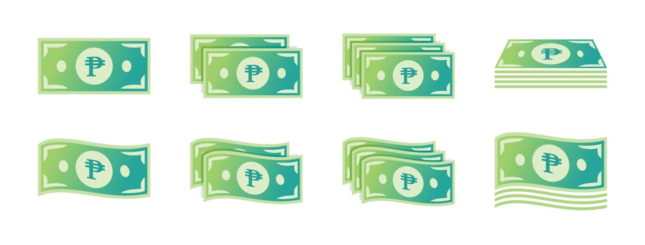 Philippine Peso Banknote Icon Set vector