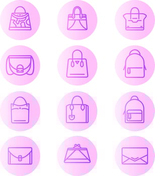 vector bag and wallet icon ilustration flat line