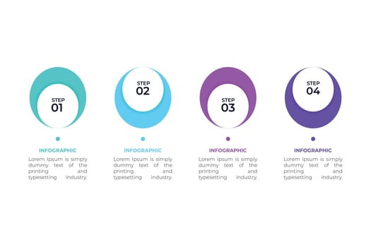 Business data visualization. Process chart. Abstract elements of graph, diagram with steps, infographic template with 4 options. Vector illustration.