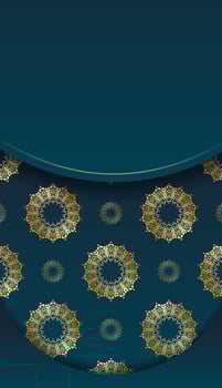 Blue gradient banner with vintage gold pattern and space for your logo or text vector