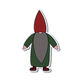 A sticker of a gnome with a long beard vector
