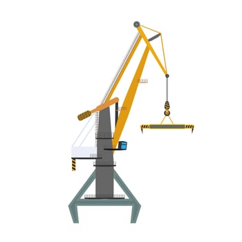 A crane lifting a large object on a white background vector