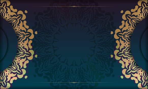 A blue and gold background with an ornate design vector