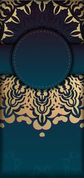 A blue and gold background with an ornate pattern vector