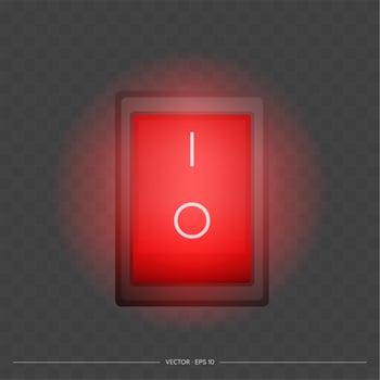 A red light switch on a dark background vector