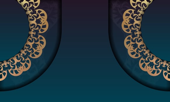 Two gold and blue ornate designs on a blue background vector