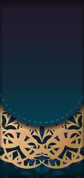 Brochure template with gradient blue color with abstract gold pattern for your design. vector