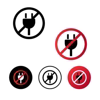 Abstract No Electric Plug Icon Illustration vector