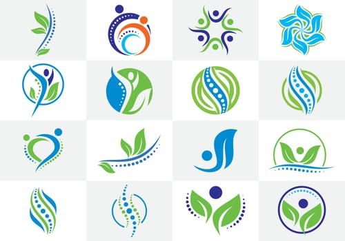 Chiropractic logo spine spinal care vector icon illustration
