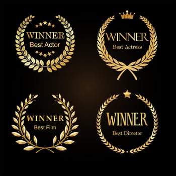 Collection of laurel wreath movie award retro design vector