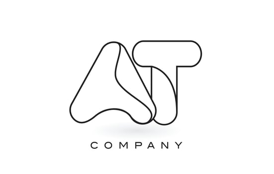 AT Monogram Letter Logo With Thin Black Monogram Outline Contour. Modern Trendy Letter Design Vector. vector