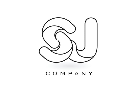 SJ Monogram Letter Logo With Thin Black Monogram Outline Contour. Modern Trendy Letter Design Vector. vector