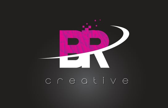 BR B R Creative Letters Design With White Pink Colors vector