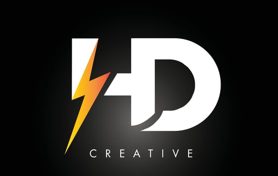 HD Letter Logo Design With Lighting Thunder Bolt. Electric Bolt Letter Logo vector