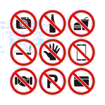 Icons forbidden set stock illustration vector