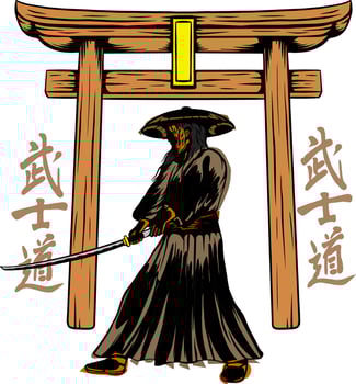 Japanese legendary ancient samurai vector design