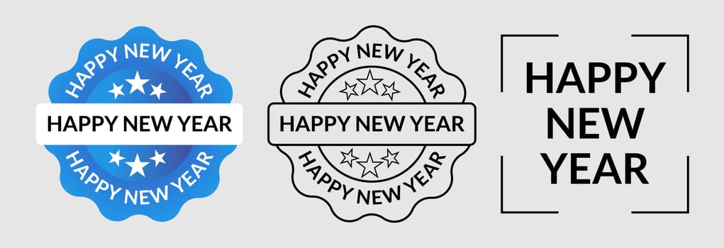 happy new year label and stamp vector