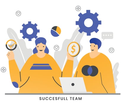 Flat vector illustration business teamwork concept