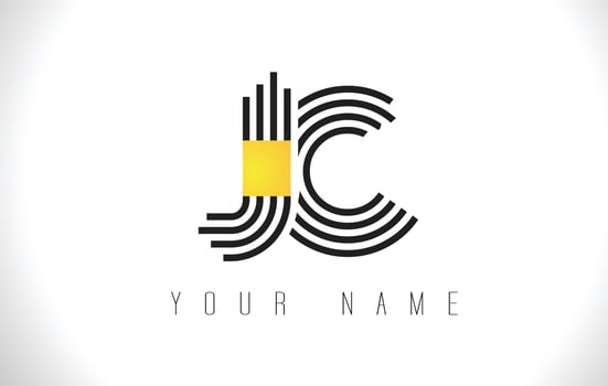 JC Black Lines Letter Logo. Creative Line Letters Vector Template.