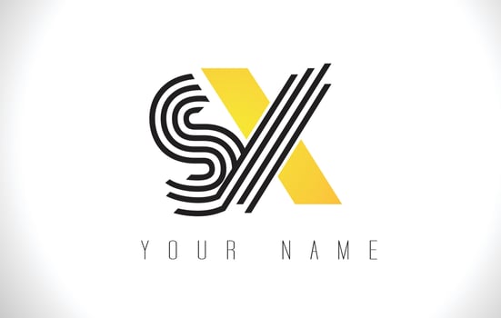 SX Black Lines Letter Logo. Creative Line Letters Vector Template.