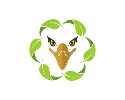 Circular nature leaf with patriotic eagle head inside vector