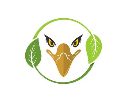 Circular nature leaf with eagle head inside vector