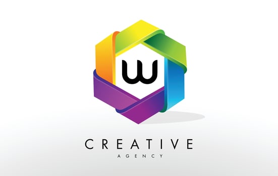 W Letter Logo. Corporate Hexagon Design vector