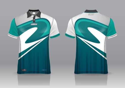 polo shirt uniform design, can be used for badminton, golf in front view, back view. jersey mockup Vector, design premium very simple and easy to customize vector