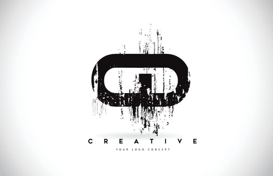 CD C D Grunge Brush Letter Logo Design in Black Colors Vector Illustration.