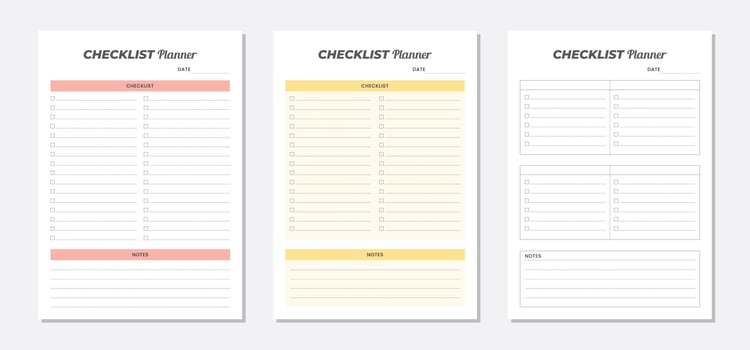 Check List Planner Template set vector