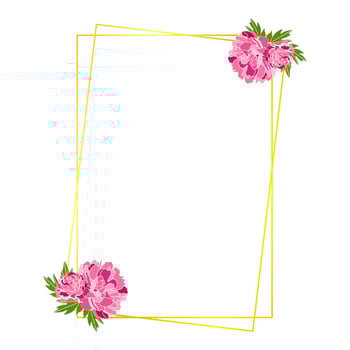 Trendy gold polygonal frame with flowers, golden glitter triangles, geometric, diamond shapes. vector