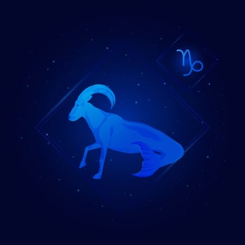 capricorn zodiac sign icons, capricorn of Zodiac with galaxy stars background,Astrology horoscope with signs vector