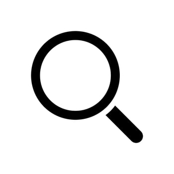 Magnifying glass or search icon, flat vector graphic on isolated background.