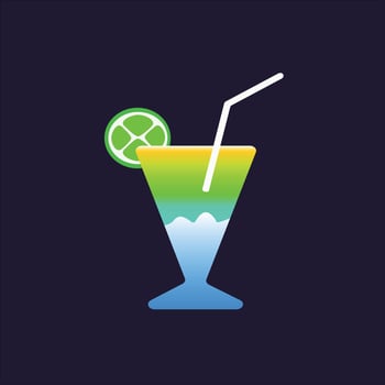 lemon cocktail drink glass vector