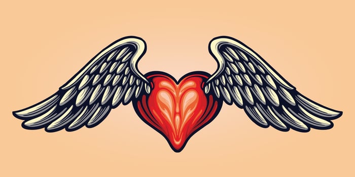 Heart Love Flying Isolated Valentine Symbol Illustrations vector