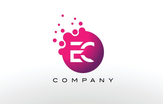 EC Letter Dots Logo Design with Creative Trendy Bubbles. vector