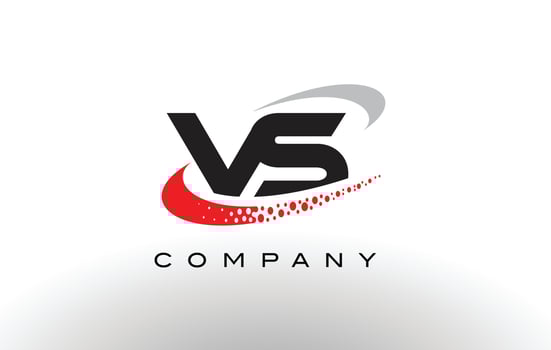 VS Modern Letter Logo Design with Red Dotted Swoosh vector
