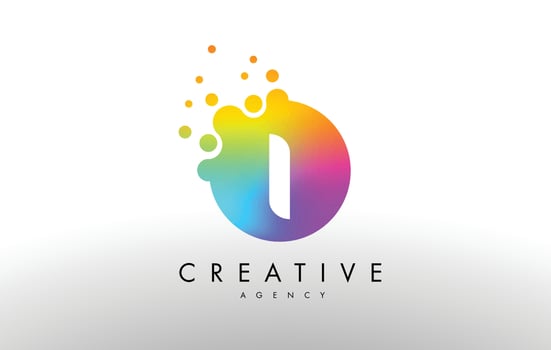 I Rainbow Dots Letter Logo. Letter Design Vector with Colorful Dots