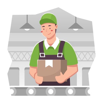 Factory Worker do Packaging on Products vector