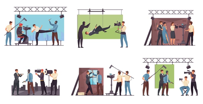 Movie Production Flat Set vector