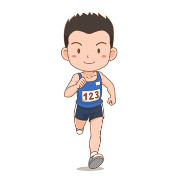 Cartoon character of cute runner boy. vector