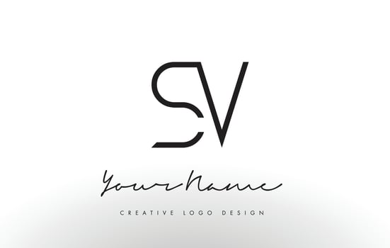 SV Letters Logo Design Slim. Creative Simple Black Letter Concept. vector