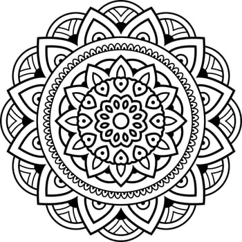 Mandala for Henna, Mehndi, tattoo, card, print, cover, banner, poster, brochure, decoration in ethnic oriental style for coloring book page vector