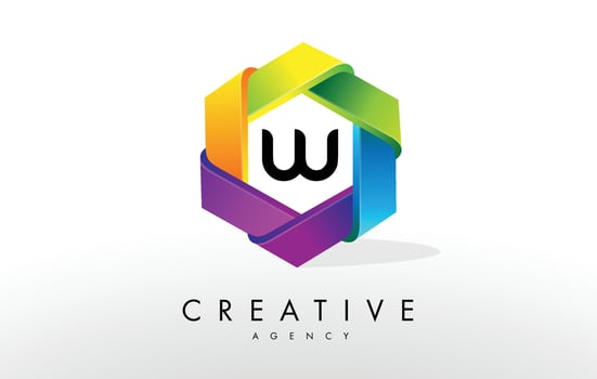 W Letter Logo. Corporate Hexagon Design vector