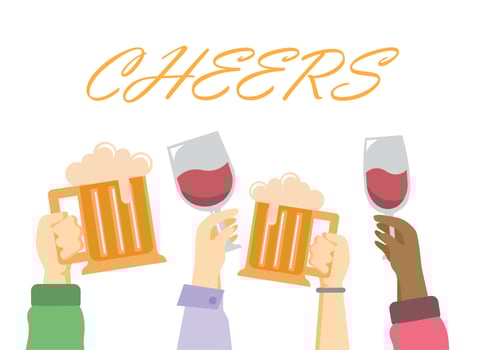 Free editable Cheers People Hand With Wine and Beer Celebrating Vector Illustration Flat Design perfect for Social Media Post or Material Instagram