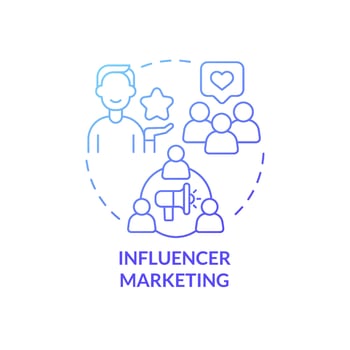 Influencer marketing promo concept icon. Blogger advertising providing small business success. Small business abstract idea thin line illustration. Vector isolated outline color drawing