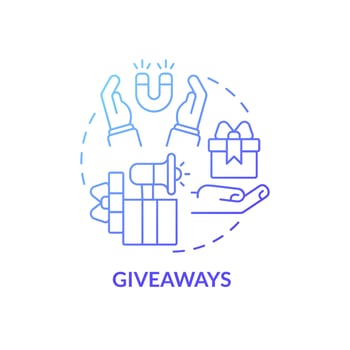 Giveaways campaign concept icon. Customers loyalty engaging. Advertising campaign of small business startup abstract idea thin line illustration. Vector isolated outline color drawing