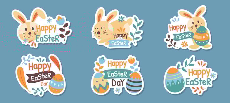 Happy Easter Sticker Collection vector