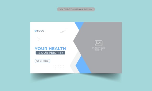 Medical health and fitness training youtube thumbnail vector template design