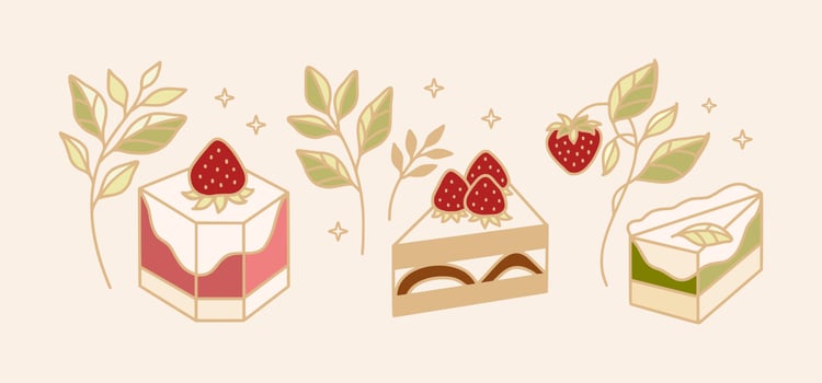 Set of colorful pastry, cake, and bakery elements for clipart or food logo vector